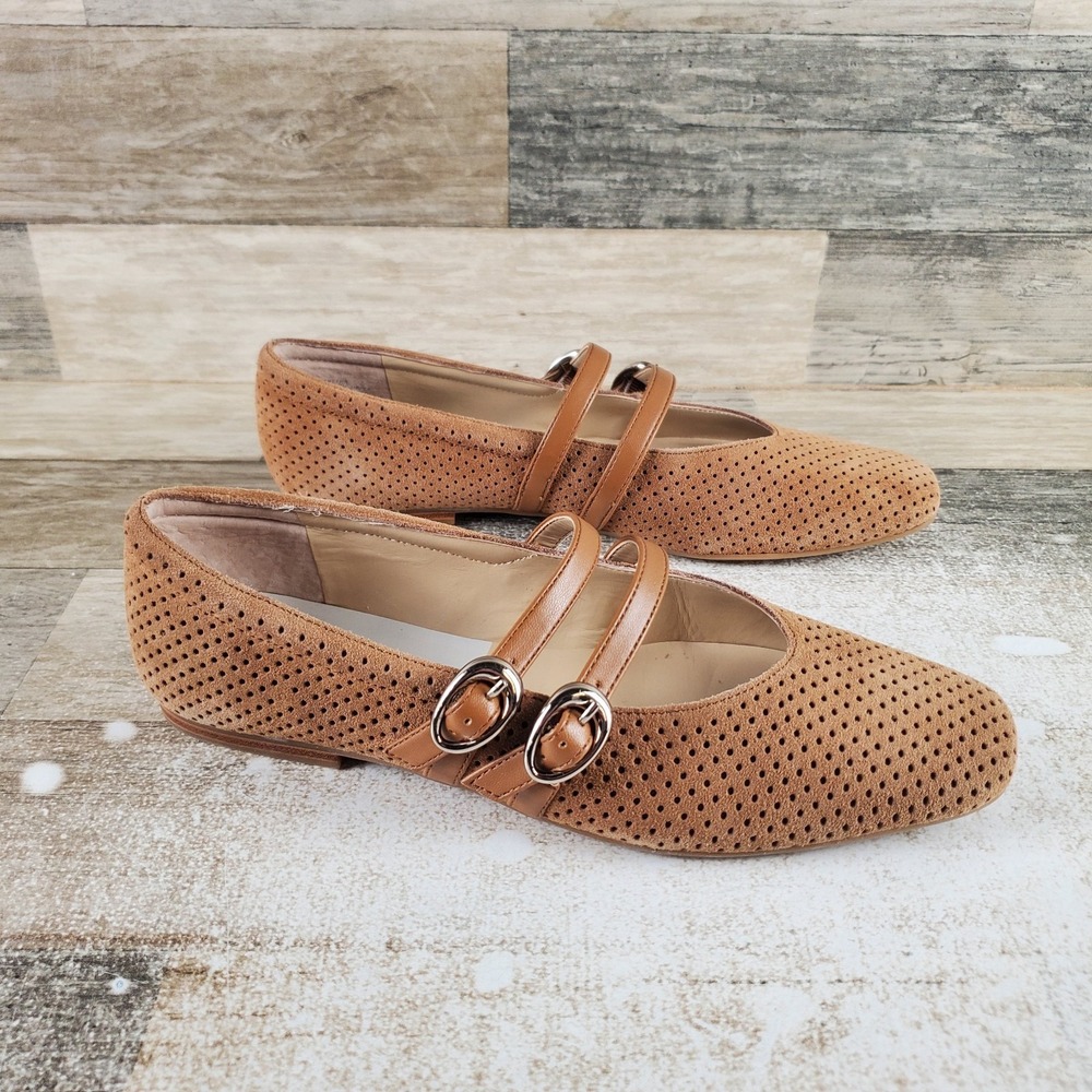 Dolce Vita Aretha Womens Mary Jane Flats Sz 8.5 Pecan Suede Buckle Square Toe
